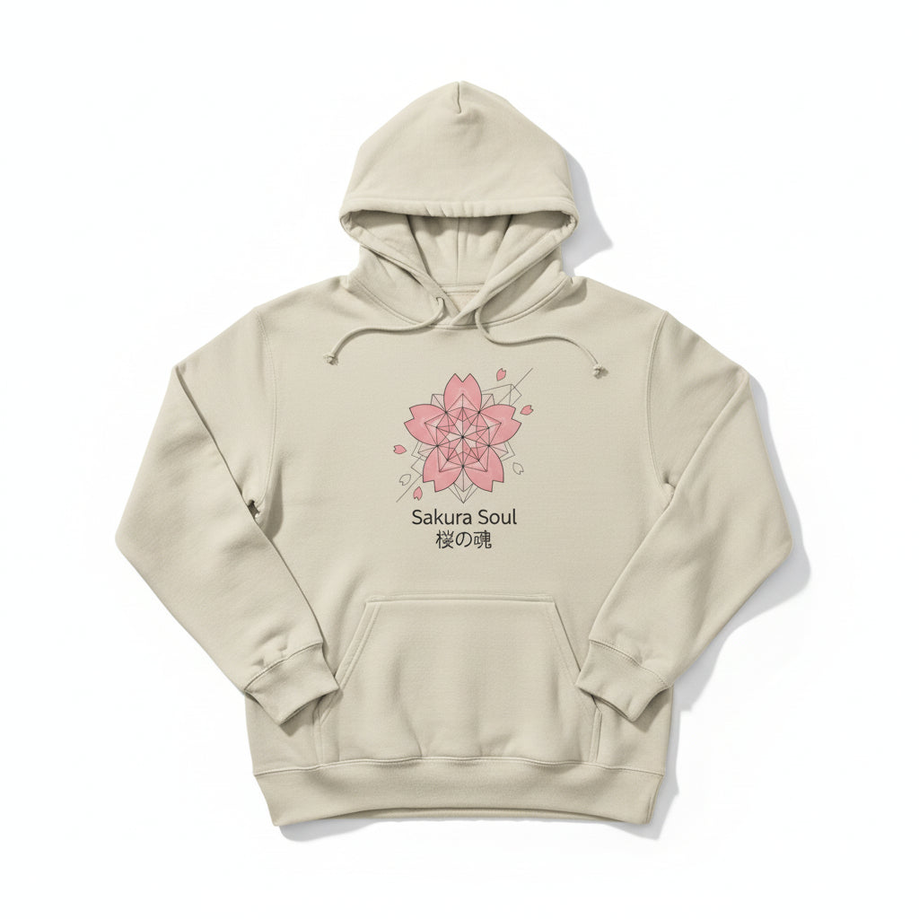 Sakura Soul Hoodie – Pullover na Fleece na may Pink Cherry Blossom Graphic