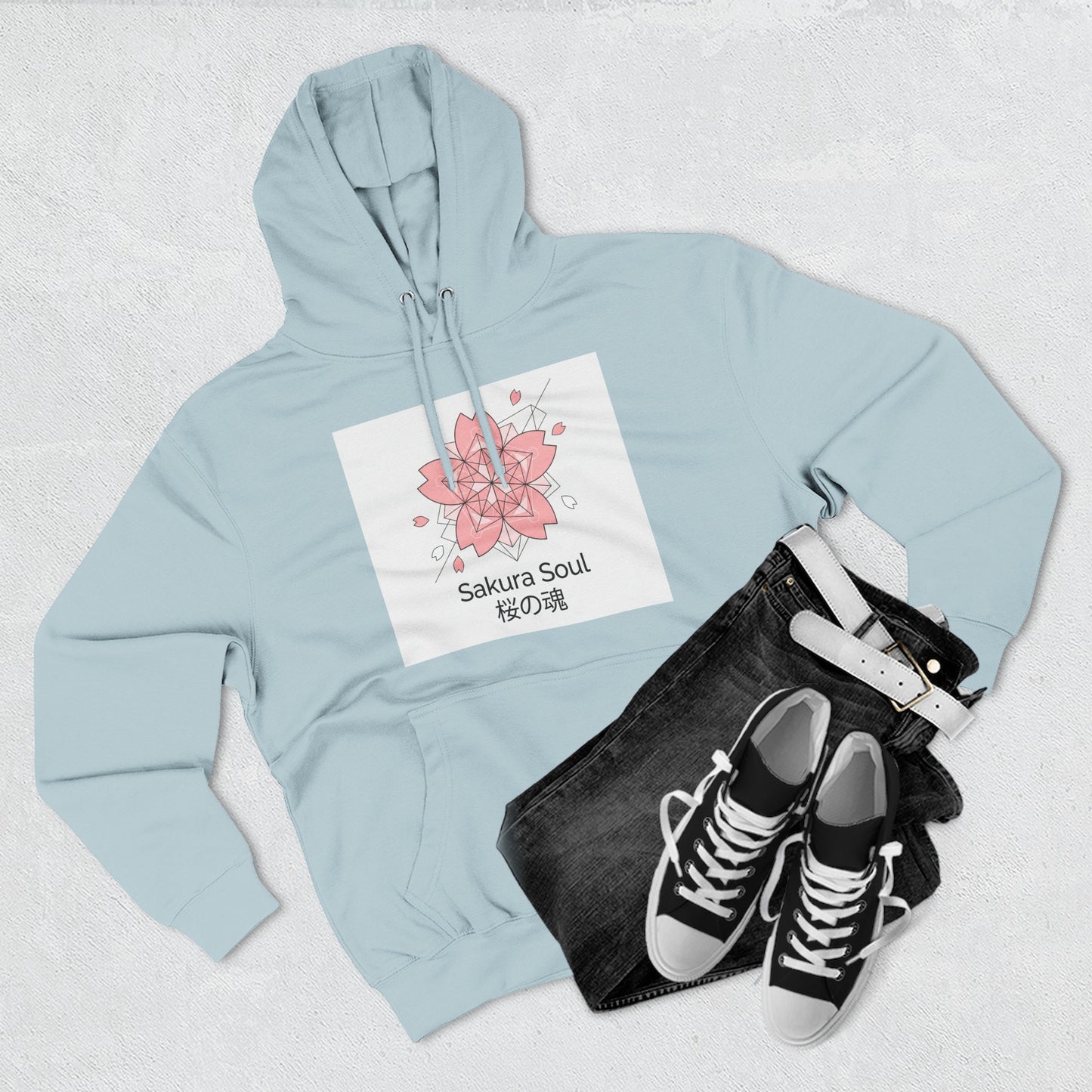 Sakura Soul Hoodie – Pullover na Fleece na may Pink Cherry Blossom Graphic