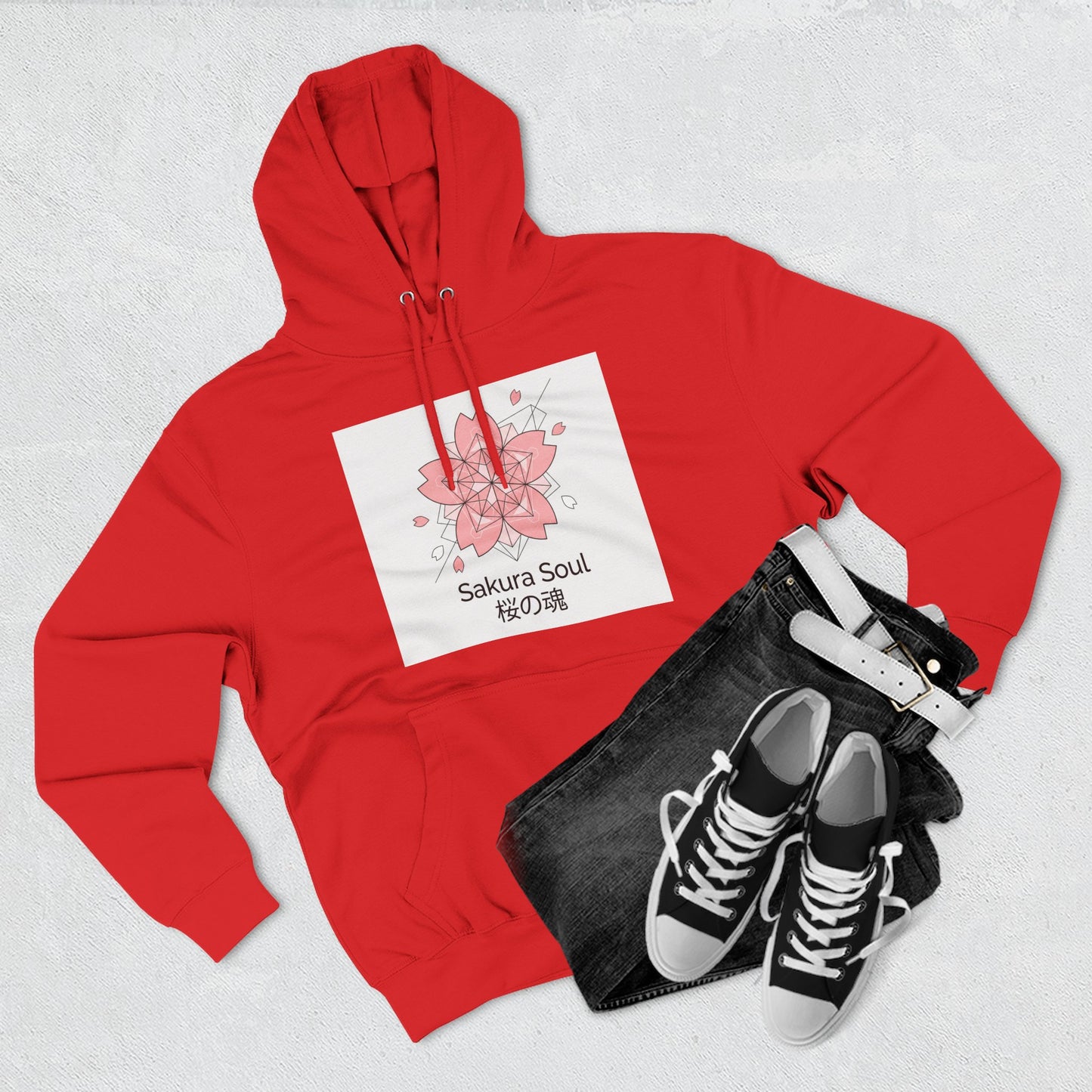 Sakura Soul Hoodie – Pullover na Fleece na may Pink Cherry Blossom Graphic