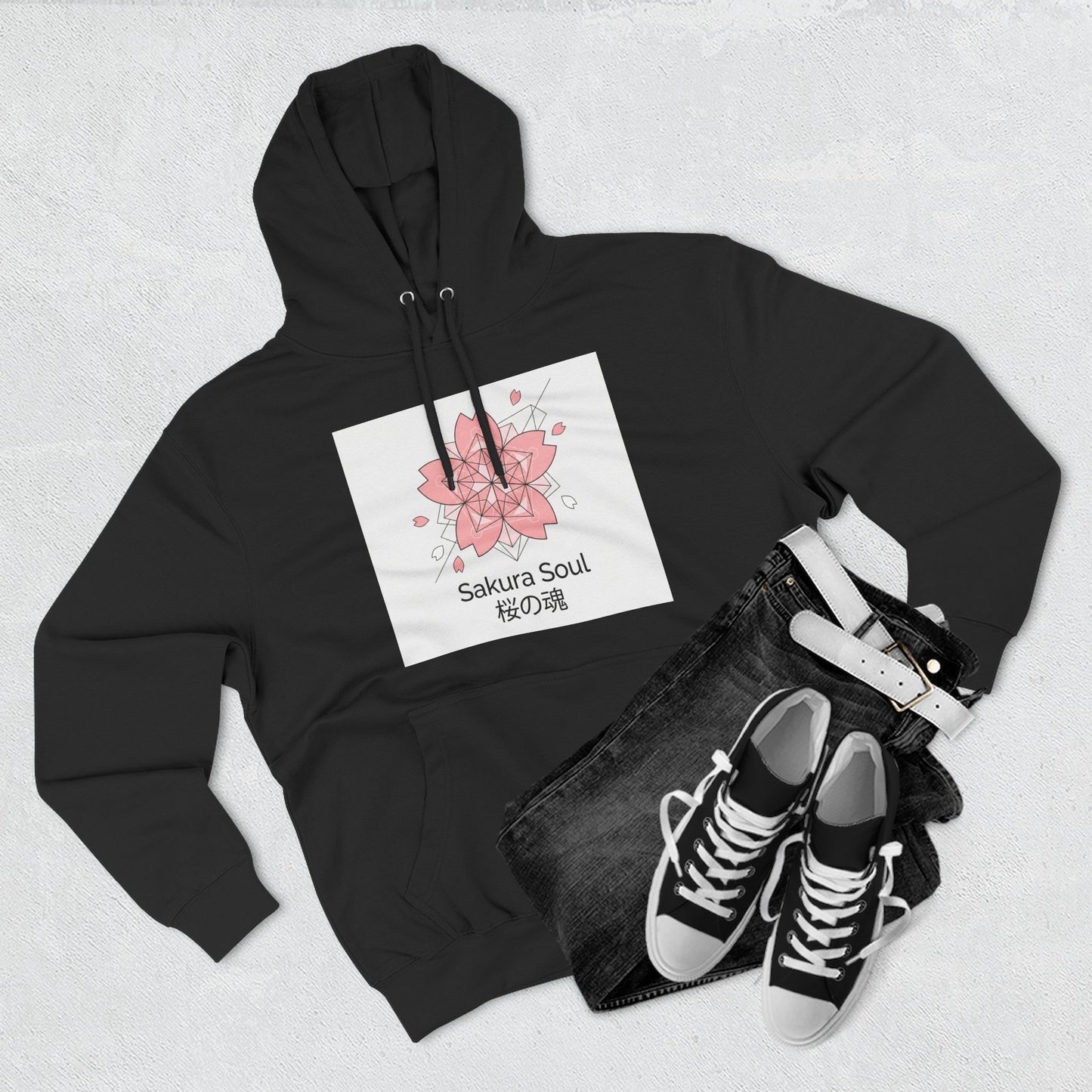 Sakura Soul Hoodie – Pullover na Fleece na may Pink Cherry Blossom Graphic