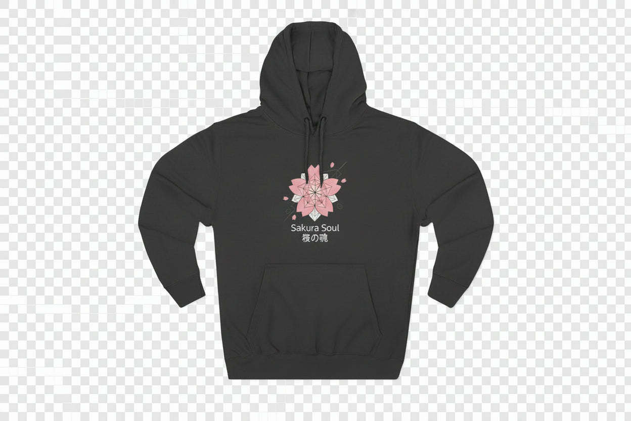 Sakura Soul Hoodie – Pullover na Fleece na may Pink Cherry Blossom Graphic