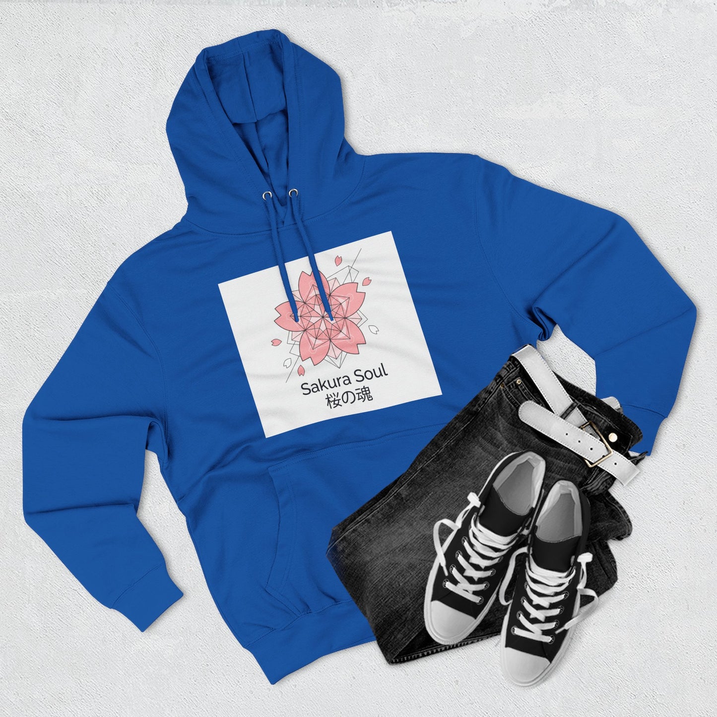 Sakura Soul Hoodie – Pullover na Fleece na may Pink Cherry Blossom Graphic