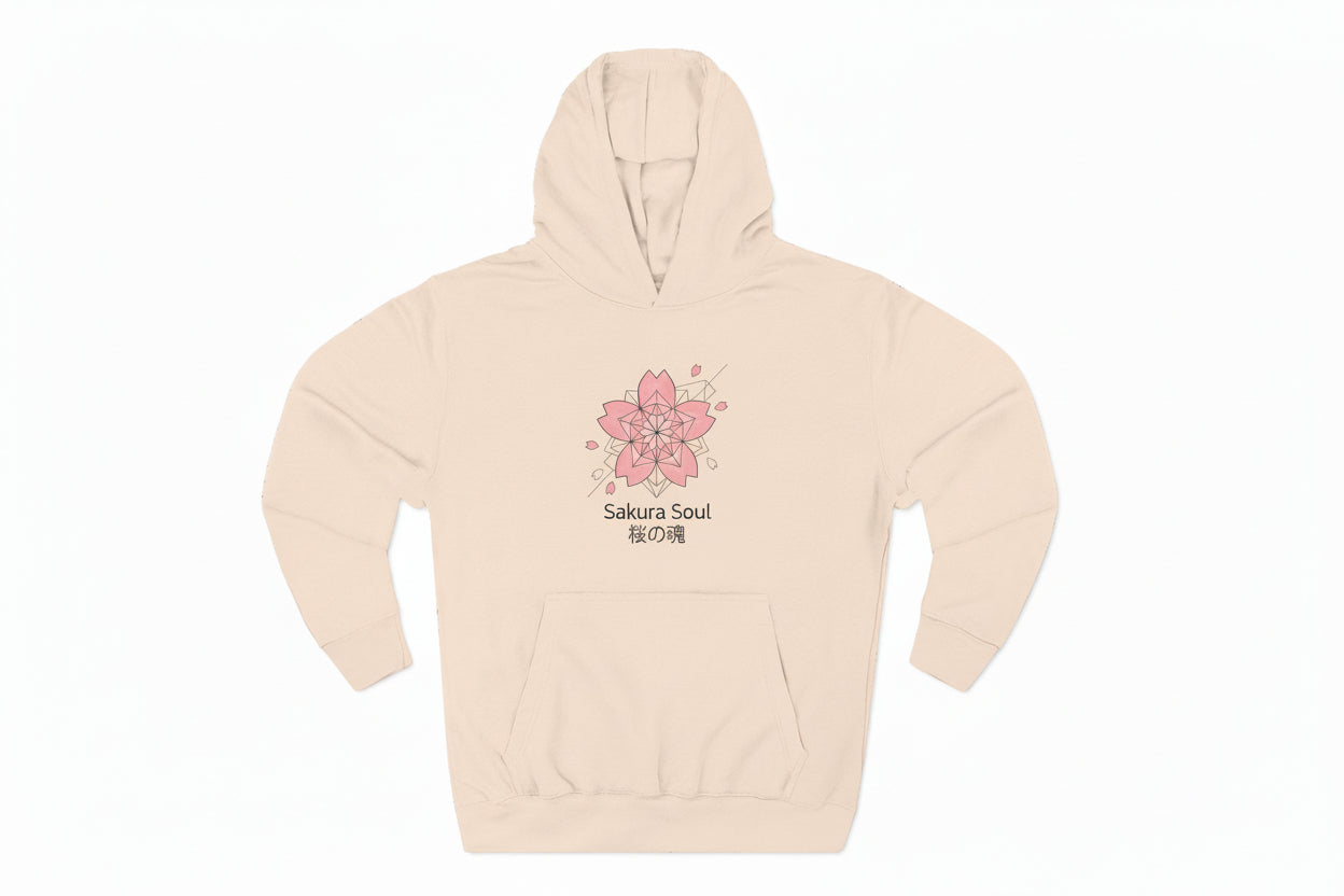 Sakura Soul Hoodie – Pullover na Fleece na may Pink Cherry Blossom Graphic